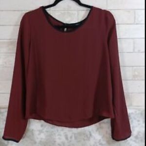 F21 burgundy chiffon blouse